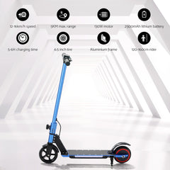 Electric Scooter 130W 16KM/H LED Light Folding Portable For Kids Teens Blue Tristar Online