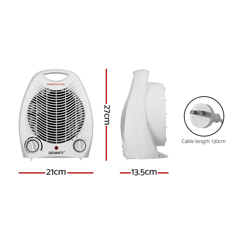 Devanti Electric Fan Heater Portable Room Office Heaters Hot Cool Wind 2000W Tristar Online