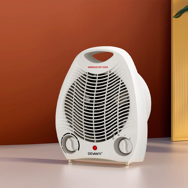 Devanti Electric Fan Heater Portable Room Office Heaters Hot Cool Wind 2000W Tristar Online