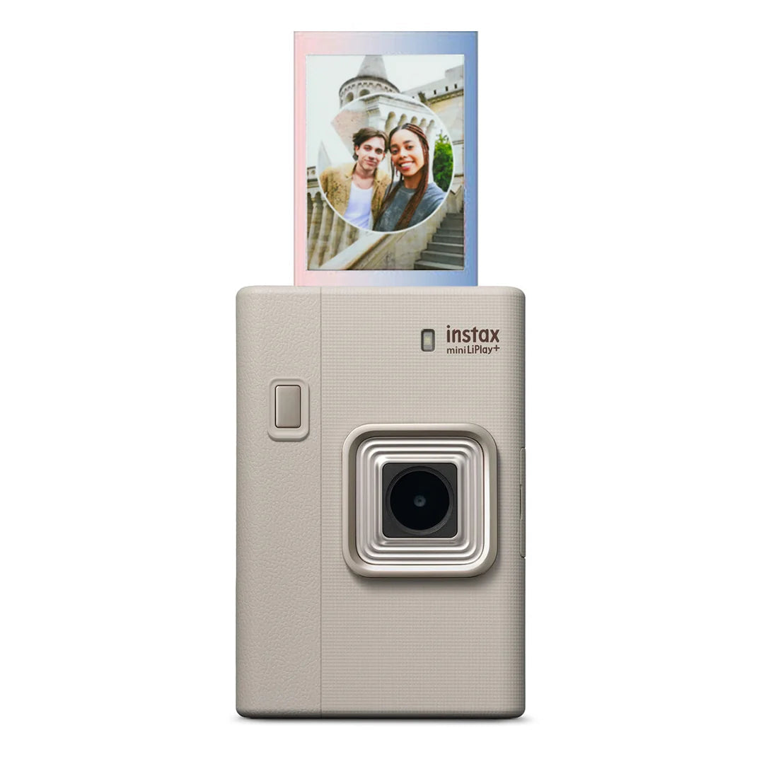 Fujifilm Instax Mini LiPlay+ Instant Camera Bundle - Sand Beige with Case & 10x Soft Glitter Film Fujifilm