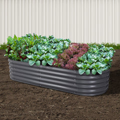 Green Fingers Garden Bed 160X80X42cm Oval Planter Box Raised Container Galvanised