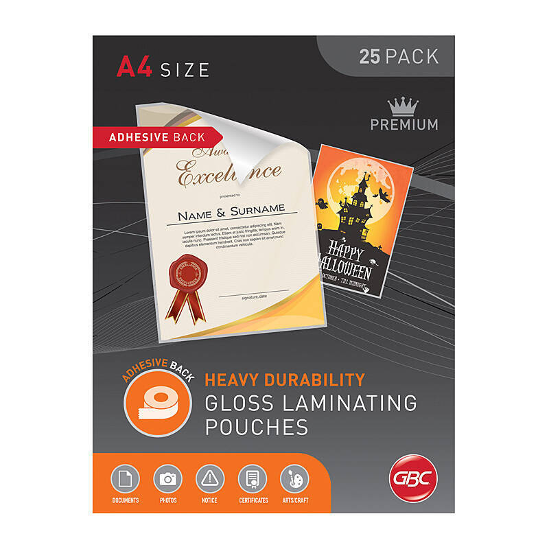 GBC A4 Adhesive Pouches Pk25 GBC