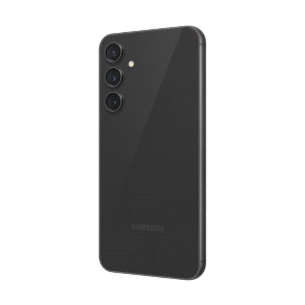 Top/front view of Galaxy S23 FE Graphite showing screen and body edges