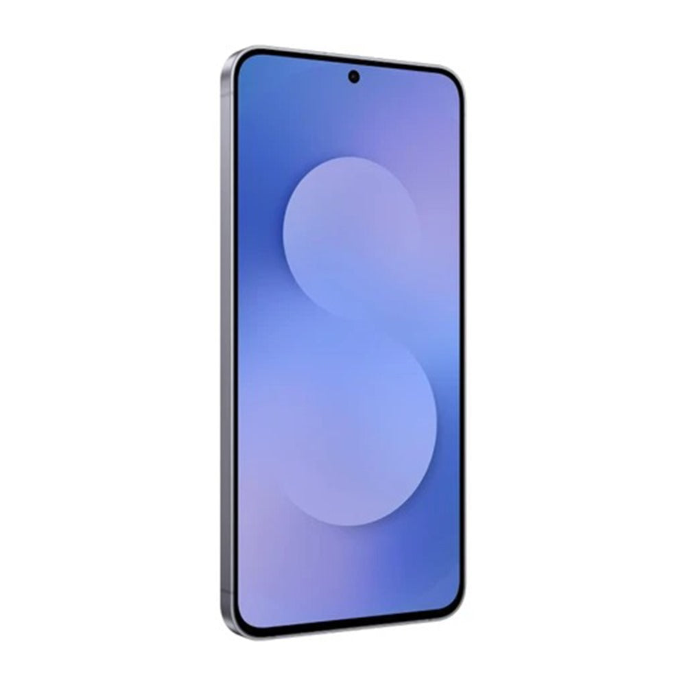 Side-angle of Galaxy S25 FE Navy highlighting slim profile and screen