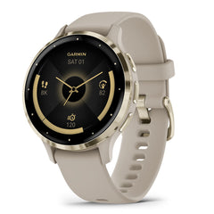 Garmin Venu 3S Soft Gold Stainless Steel Bezel with French Gray Case and Silicone Band (AU Version) Garmin