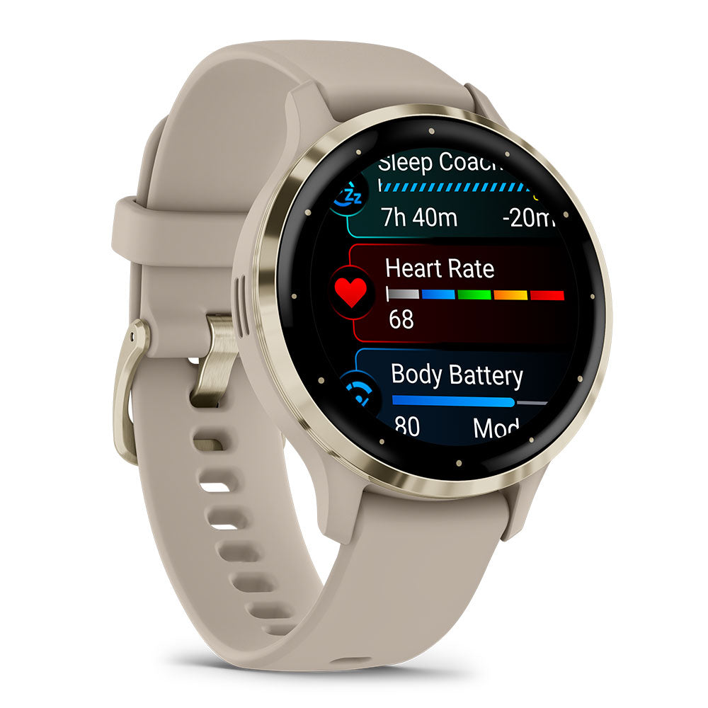 Garmin Venu 3S Smart Watch Soft Gold Stainless Steel Bezel with Ivory Case and Silicone Band (Copy) Garmin