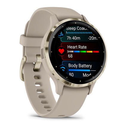 Garmin Venu 3S Smart Watch Soft Gold Stainless Steel Bezel with Ivory Case and Silicone Band (Copy) Garmin