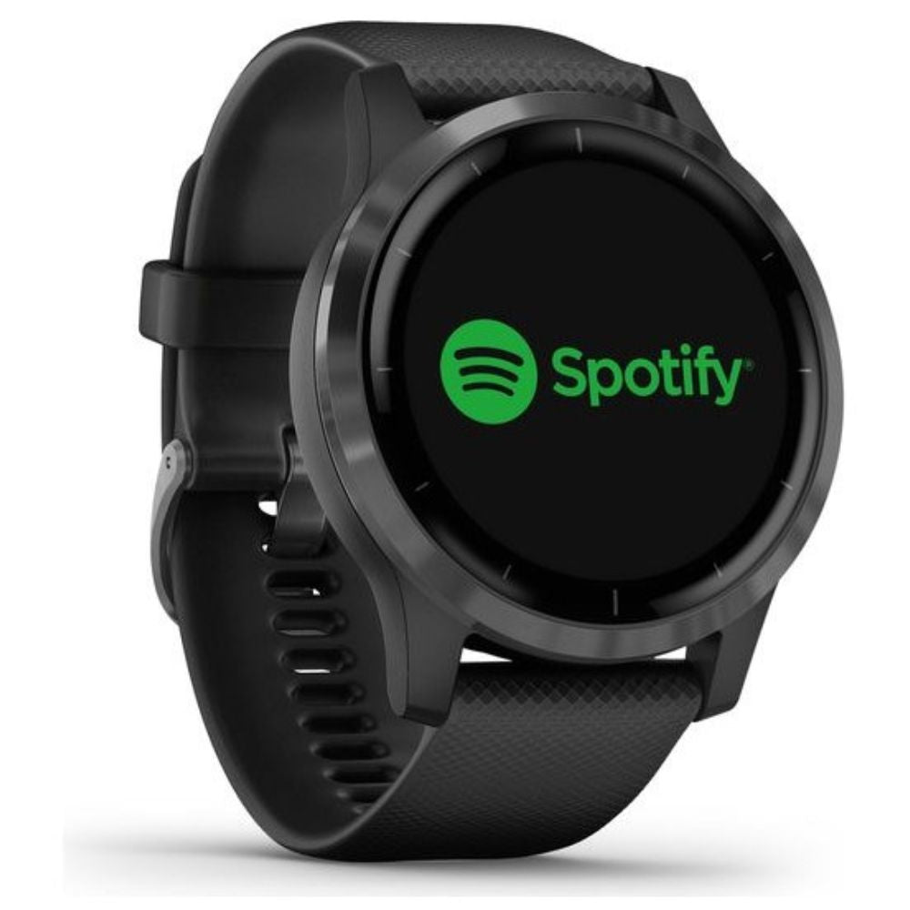 Garmin Vivoactive 4 large smartwatch in slate grey-black colour on wrist