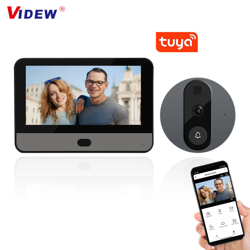 Tuya Video 1080P Wireless Lcd Monitor Video Doorbell Camera Night Vision Wifi Electronic Peephole Door Viewer with APP Control (Open Never Used)