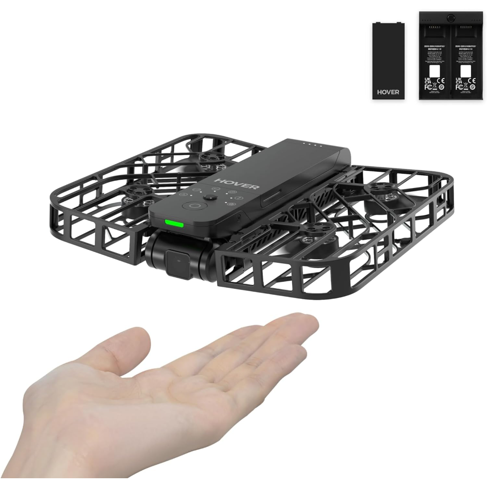 HoverAir X1 Combo black pocket drone with camera shown on white background