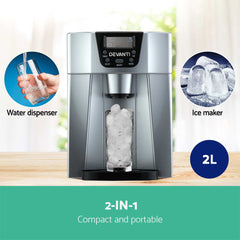 Devanti 2L Portable Ice Cuber Maker & Water Dispenser - Silver