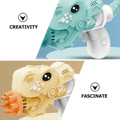 Bubble gun displayed side-angle with bubble stream visible