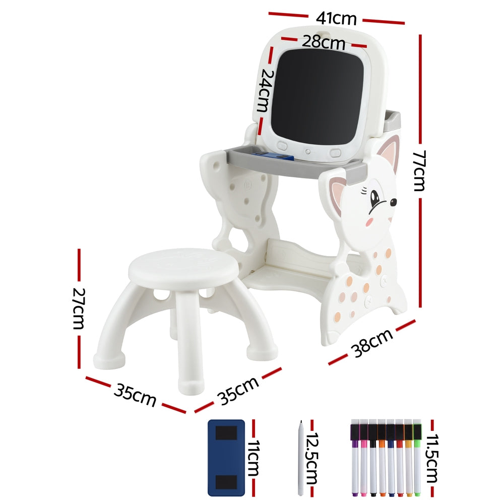 Keezi Kids Table and Chair Set 2 in 1 Easel Desk Stool w/ LCD Writing Tablet Tristar Online
