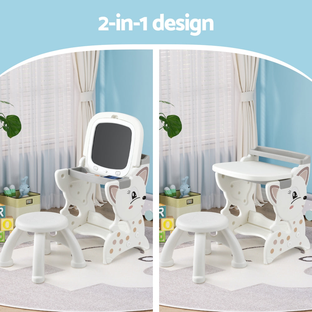 Keezi Kids Table and Chair Set 2 in 1 Easel Desk Stool w/ LCD Writing Tablet Tristar Online