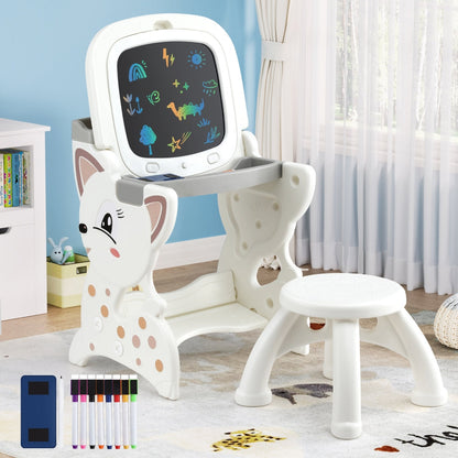 Keezi Kids Table and Chair Set 2 in 1 Easel Desk Stool w/ LCD Writing Tablet Tristar Online