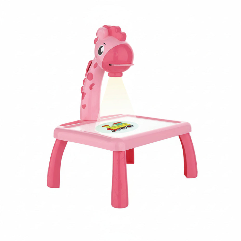 Projection drawing table displayed angled showing projector light and drawing board