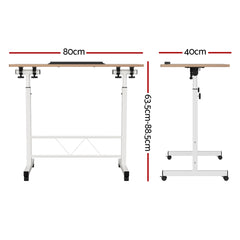 Artiss Laptop Desk Table Adjustable 80CM Light Wood