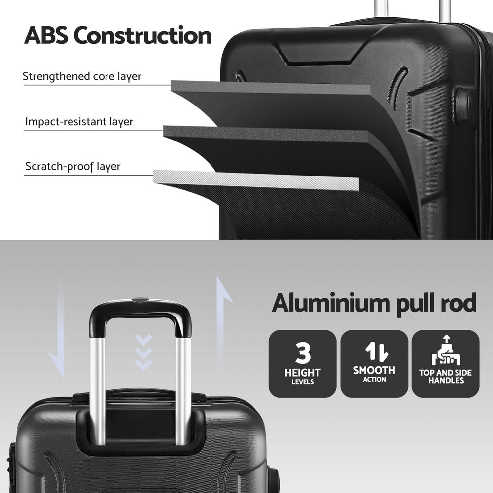 Wanderlite 28" 75cm Luggage Trolley Travel Suitcase Set TSA Hard Case Lightweight Strap