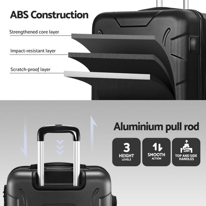 Wanderlite 28" 75cm Luggage Trolley Travel Suitcase Set TSA Hard Case Lightweight Strap