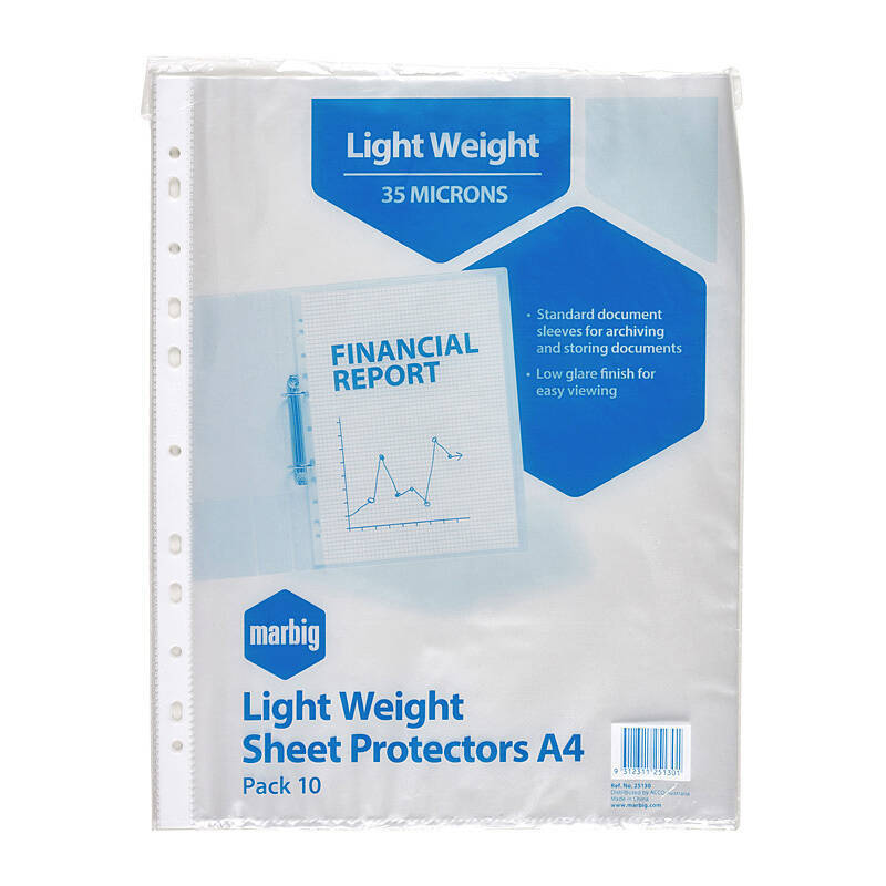 Mbg S/Protectors L/Wt A4 10Pk Marbig
