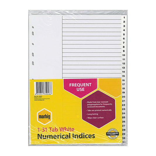 Mbg Indices Wht PP A4 1-31Tab Marbig
