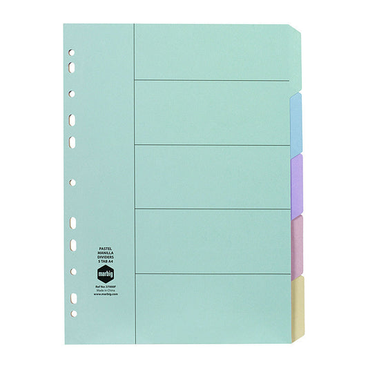 Mbg Divider Mnlla A4 Pstl 5Tab Marbig