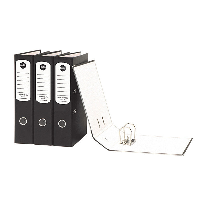Mbg L/Arch Paper Spine A4 Blk Marbig