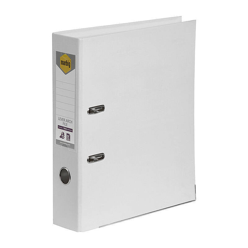 Mbg PE Linen Lever Arch A4 Wht Marbig