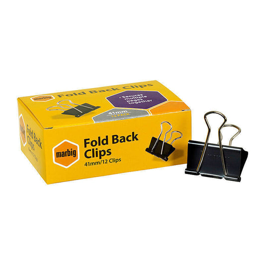 Mbg Fold Back Clips 41mm Bx12 Marbig