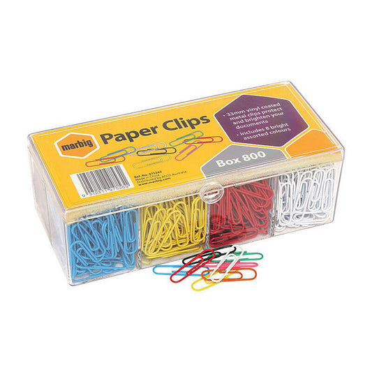 Mbg Paper Clips Asst Col Bx800 Marbig