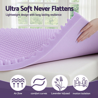 Giselle 5cm Memory Foam Mattress Topper Lavender Infused Egg Crate Pad Mat King Tristar Online