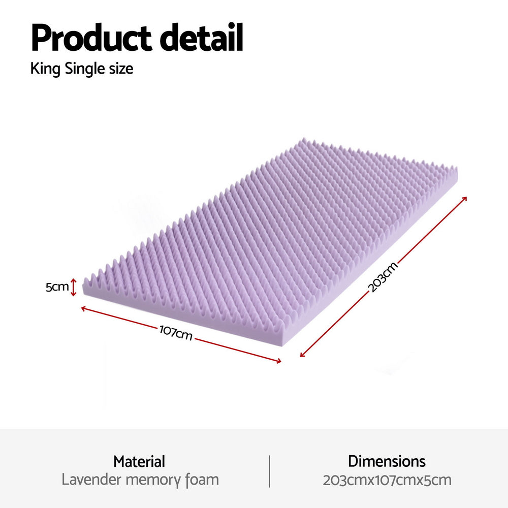 Giselle 5cm Memory Foam Mattress Topper Lavender Infused Egg Crate King Single Tristar Online