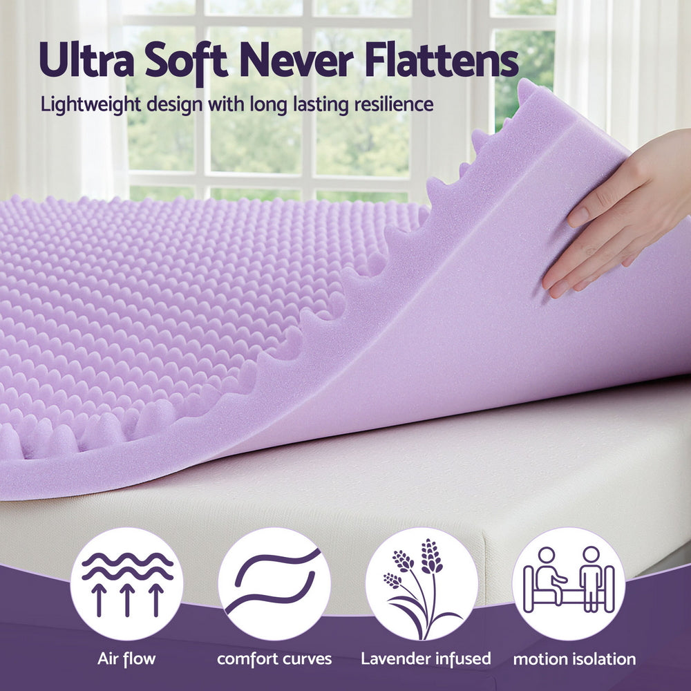 Giselle 5cm Memory Foam Mattress Topper Lavender Infused Egg Crate Pad Mat Single Tristar Online