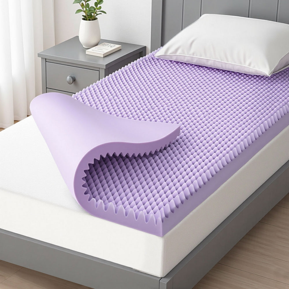 Giselle 5cm Memory Foam Mattress Topper Lavender Infused Egg Crate Pad Mat Single Tristar Online