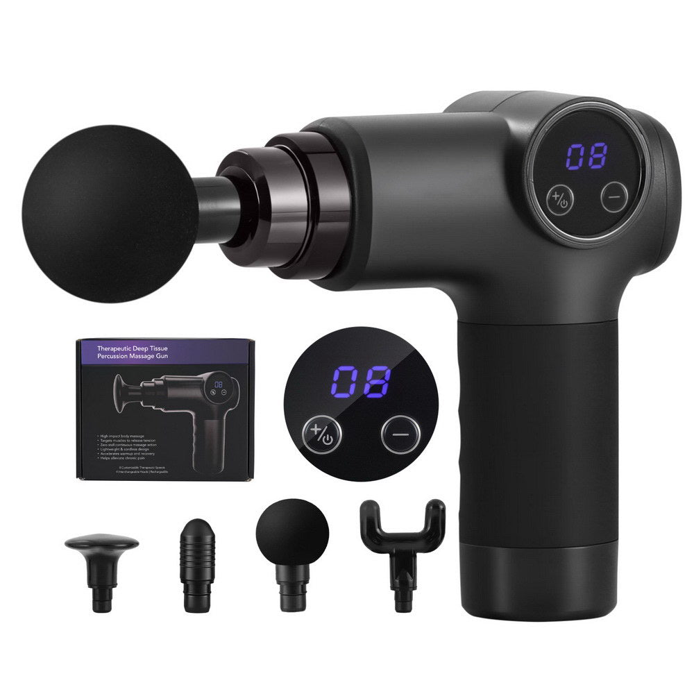Everfit Massage Gun 8 Speed 4 Heads Vibration Muscle Massager Chargeable Black Tristar Online