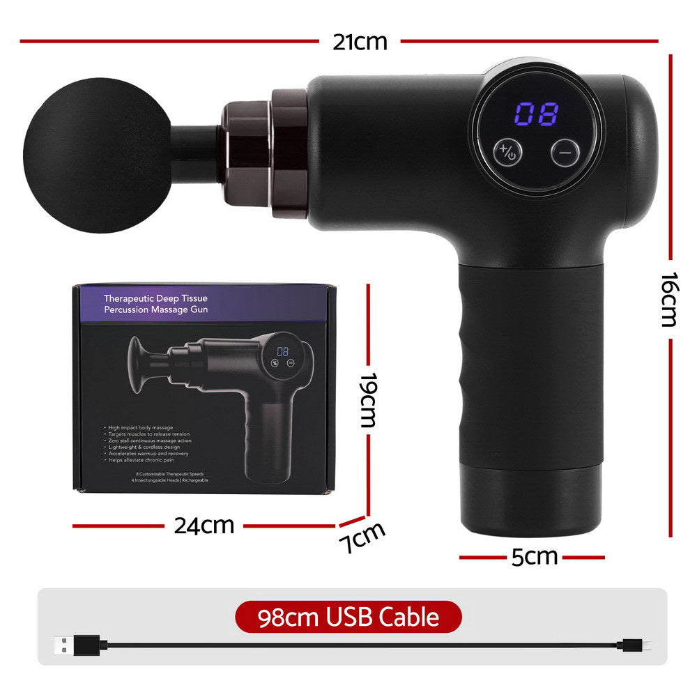Everfit Massage Gun 8 Speed 4 Heads Vibration Muscle Massager Chargeable Black Tristar Online