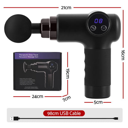 Everfit Massage Gun 8 Speed 4 Heads Vibration Muscle Massager Chargeable Black Tristar Online