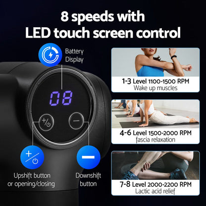 Everfit Massage Gun 8 Speed 4 Heads Vibration Muscle Massager Chargeable Black Tristar Online