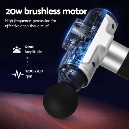 Everfit Massage Gun 30 Speed 6 Heads Vibration Muscle Massager Chargeable Silver Tristar Online