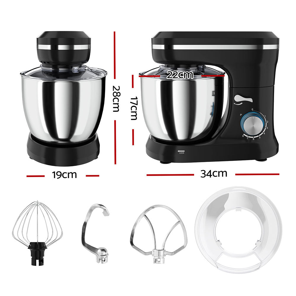 Devanti 3in1 Stand Mixer 8 Speed 5L Mix Master 400W Black Tristar Online