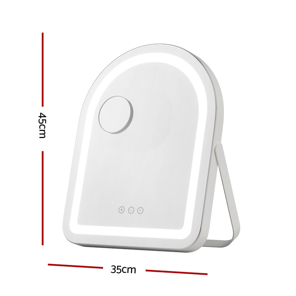 Embellir Makeup Mirror 35x45cm Dressing Vanity LED Stripe Light with 5x Magnification Rotation White Arch Tristar Online