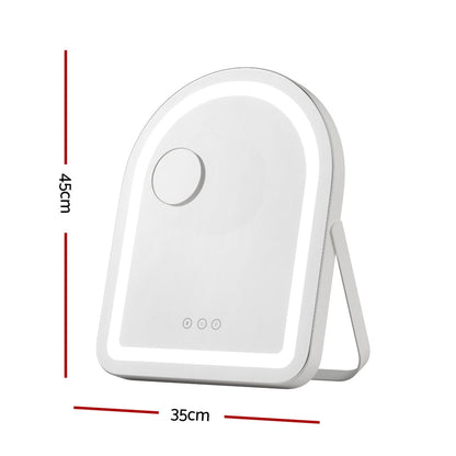 Embellir Makeup Mirror 35x45cm Dressing Vanity LED Stripe Light with 5x Magnification Rotation White Arch Tristar Online