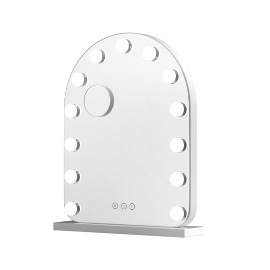 Embellir Makeup Mirror 40x50cm Dressing Vanity LED Bulb Light with 5x Magnification White Arch Tristar Online
