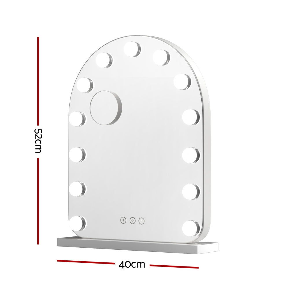 Embellir Makeup Mirror 40x50cm Dressing Vanity LED Bulb Light with 5x Magnification White Arch Tristar Online