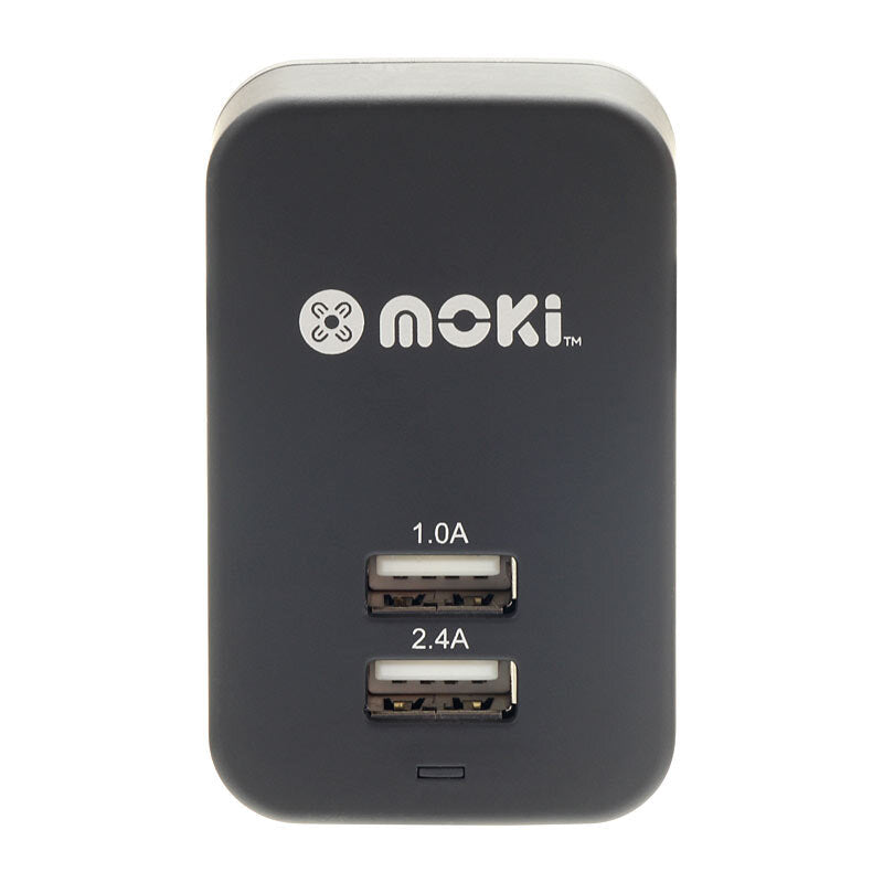 Moki Dual USB Wall Charger Blk Moki International
