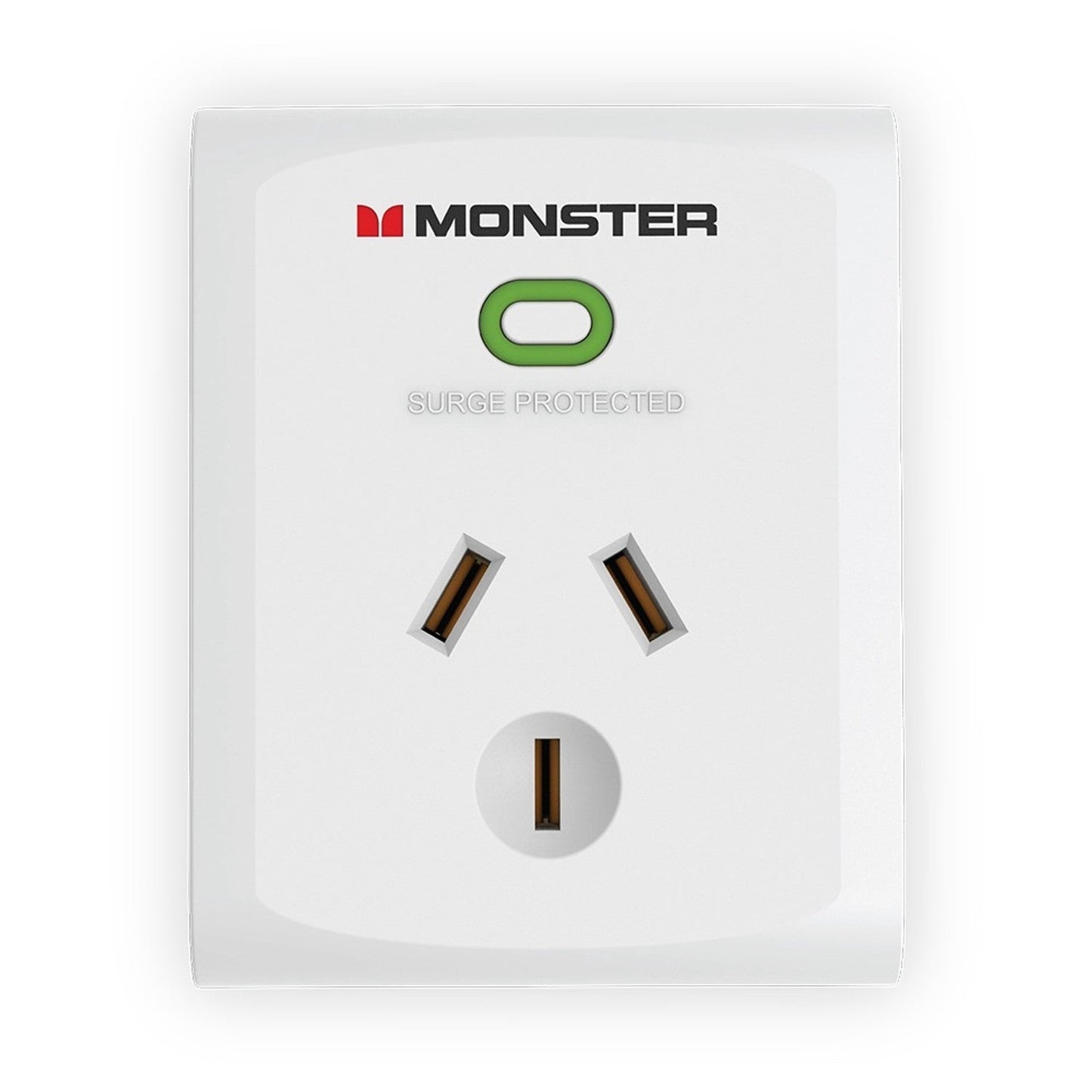 Monster Essentials Power Single Socket Surge Protector (700 Joules, Fireproof Technology) – White Monster
