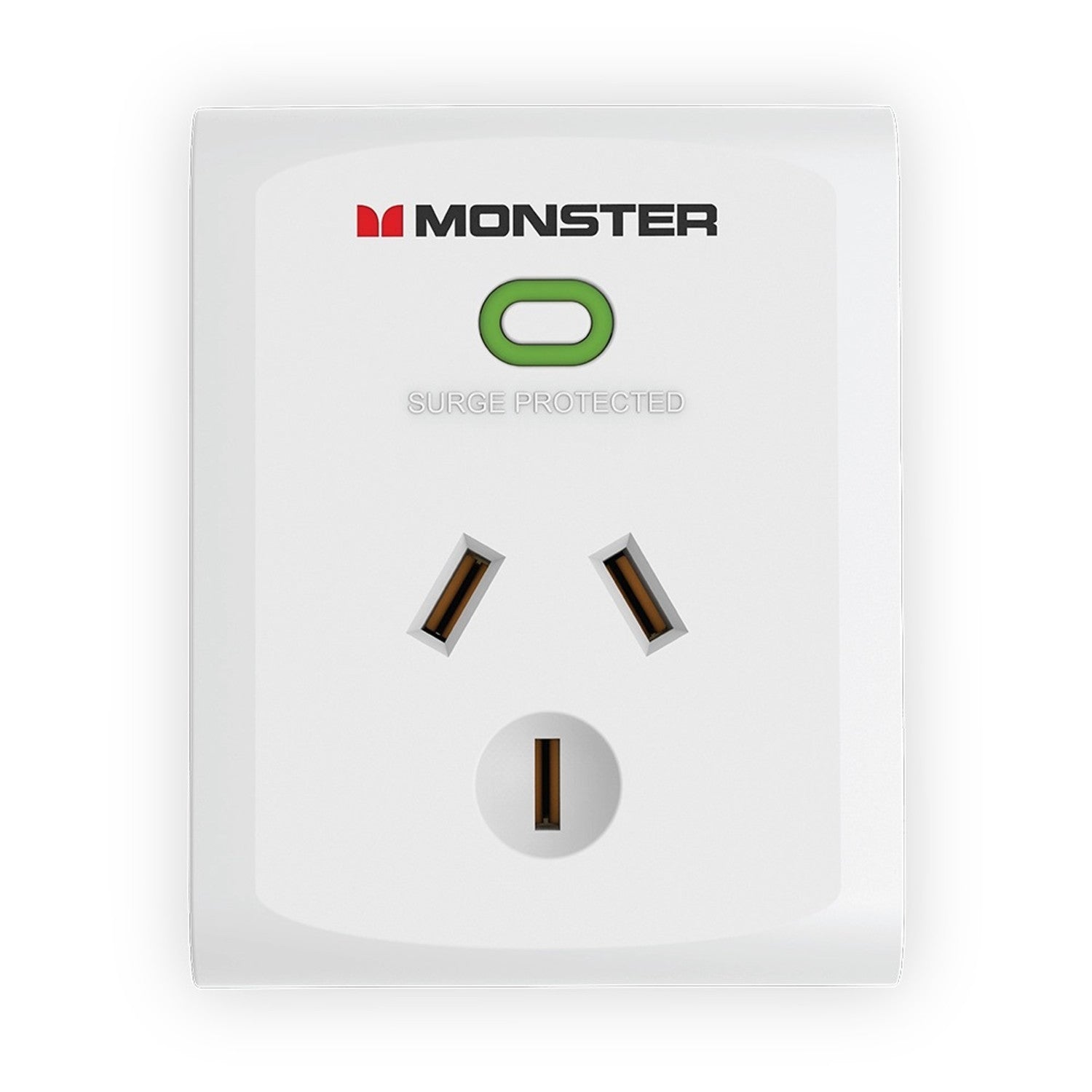 Monster Essentials Power Single Socket Surge Protector (700 Joules, Fireproof Technology) – White Monster