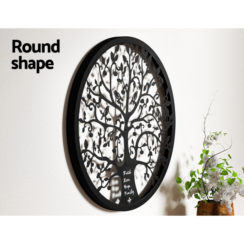 Artiss Metal Wall Art Hanging Sculpture Home Decor Leaf Tree of Life Round Frame Tristar Online