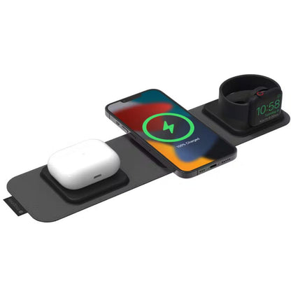 Mophie Snap wireless charger with travel adapter on white background