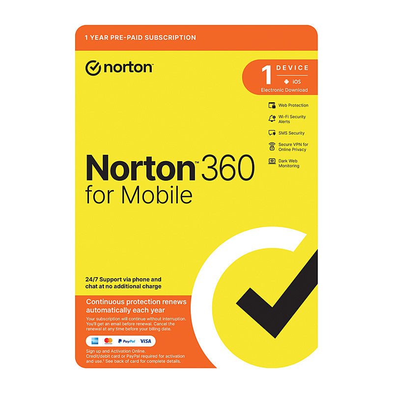 Norton 360 Mobile 1U 1D 1 Yr Norton